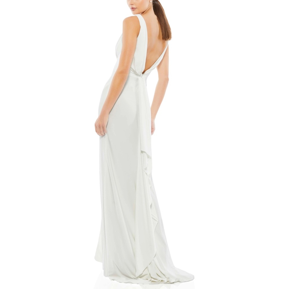 NEW Mac Duggal 12336 Faux Wrap V-Neck Slit Jersey Gown Size 4